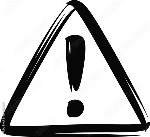 Minimalist Warning Symbol  Modern Hand Drawn Triangle with Exclamation for Safety UI, Manuals, Infographics, UX Alert, and Caution Signage