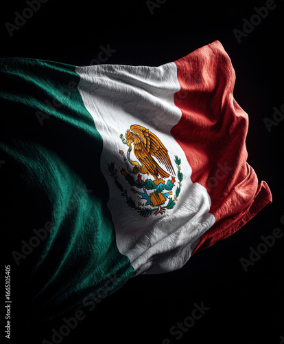 Vibrant Mexican flag with bold colors representing heritage culture tradition national pride craftsmanship history celebration and identity