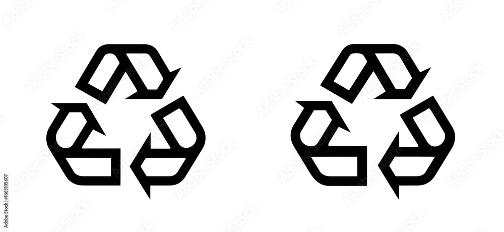 Obraz premium Two identical, stylized recycling symbols