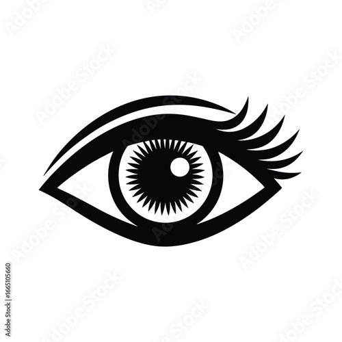 Stylized Open Eye Icon Silhouette Vector Art Illustration
