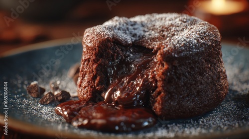 Chocolate lava cake on a plate