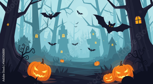 Spooky Glowing Jack O Lanterns for Halloween Celebration.