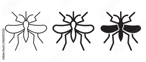 Black and Outline Fly Icons. Insect Silhouettes for Pest Control, Nature, and Graphic Design.