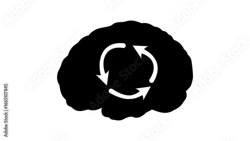 symbol of overthinking, black isolated silhouette