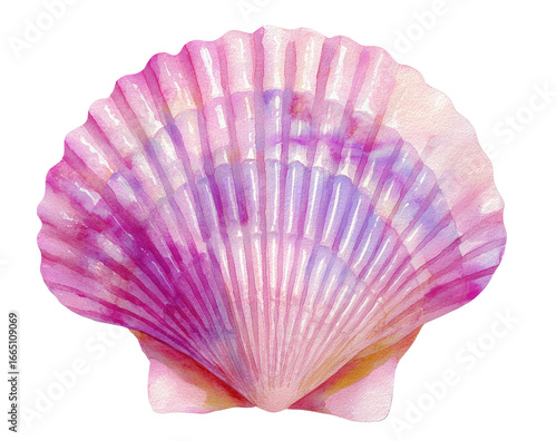 Vibrant pink and purple scallop shell