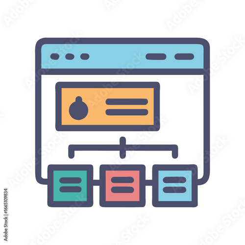 Website Sitemap Icon Showing Structure With a Tree Diagram Layout in Color