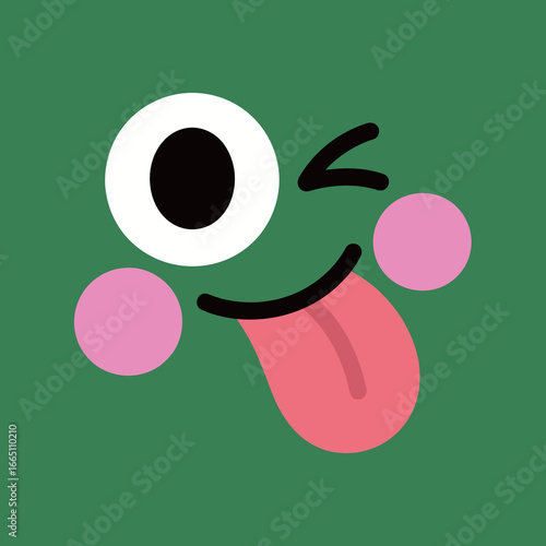 A funny cartoon face icon sticking out its tongue and winking, conveying a playful, silly, and humorous mood.