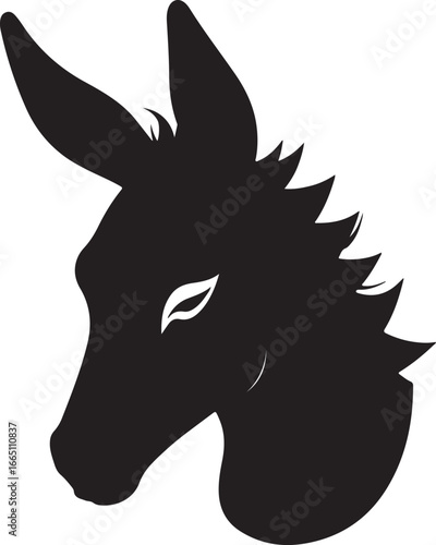 Black head of a horse silhouette of vector art of illustration
