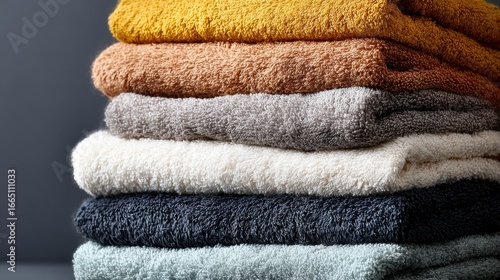 Ultra quality image of stack of folded clean towels.
