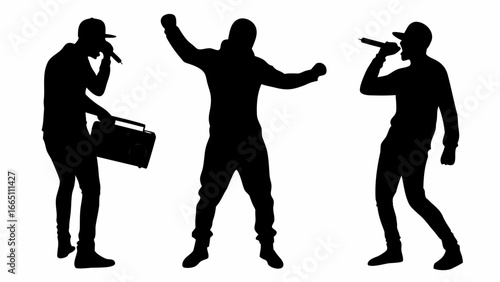 Silhouette of delivery men unloading boxes from a van during a moving service operation at daytime | editable eps vectors