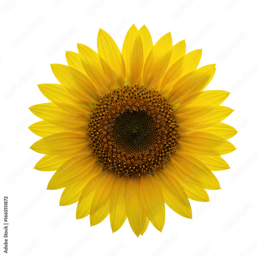 Fototapeta premium Single Sunflower Flower Isolated On Clean White Background