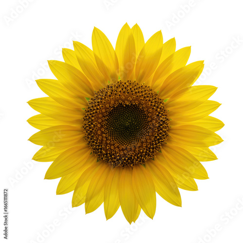 Single Sunflower Flower Isolated On Clean White Background