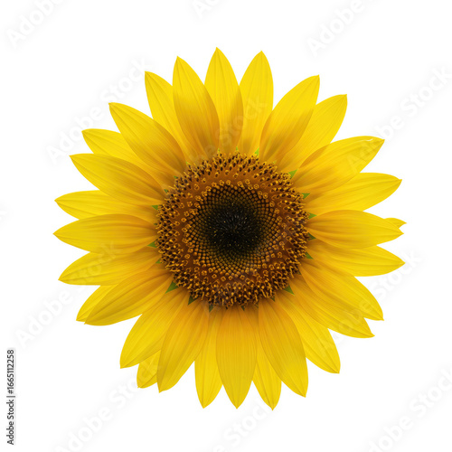 Single Sunflower Flower Isolated On Clean White Background
