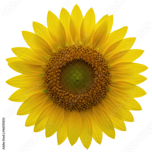 Single Sunflower Flower Isolated On Clean White Background