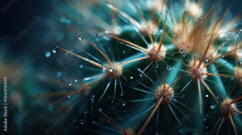 Fototapeta premium Close-up cactus with water droplets