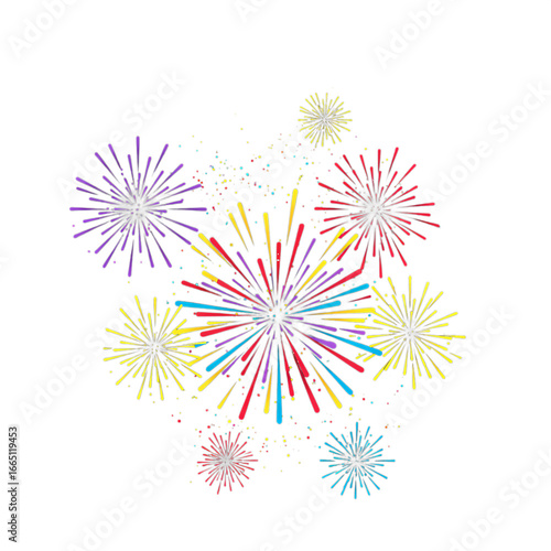 Vibrant Fireworks: Festive Celebration Burst, 4th of July, New Year's Eve, Party Background