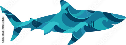 Geometric blue shark illustration