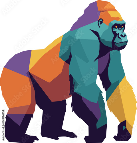 Geometric gorilla art vibrant low poly primate