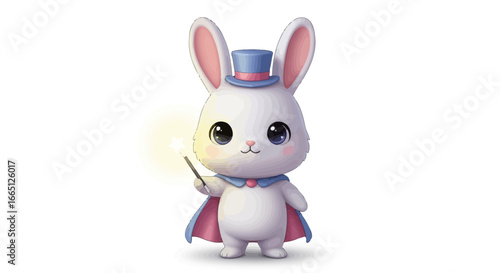 Adorable Magician Bunny Illustration Cute Rabbit in Top Hat and Cape