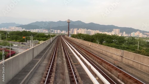 Busan Metropolitan City, Republic of South Korea. May 7, 2025. Subway trains railroad