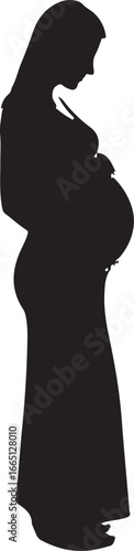 Black silhouette of a pregnant woman holding her belly