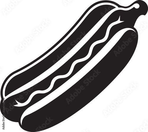 hotdog silhouette, vector and illustration, black and white