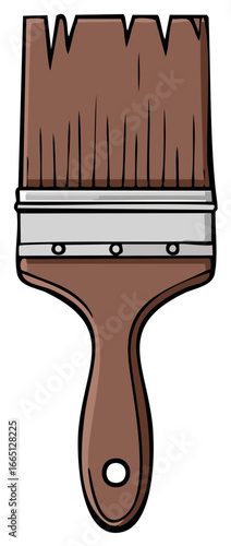Brown Paintbrush with Metal Ferrule and Hanging Hole
