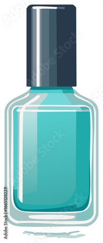Teal nail polish bottle with dark grey cap isolated on white background