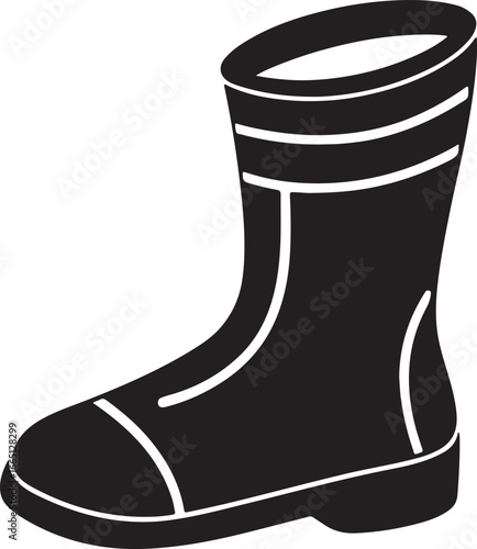 rubber boot silhouette, vector and illustration, black and white