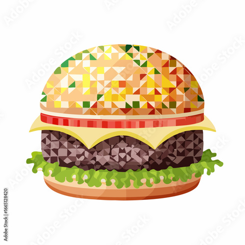 Colorful Mosaic Hamburger Illustration