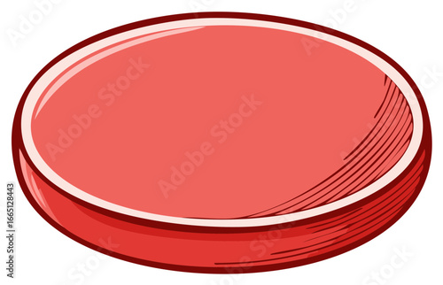 Shiny Red Comic Style Puck or Button Graphic Vector Illustration