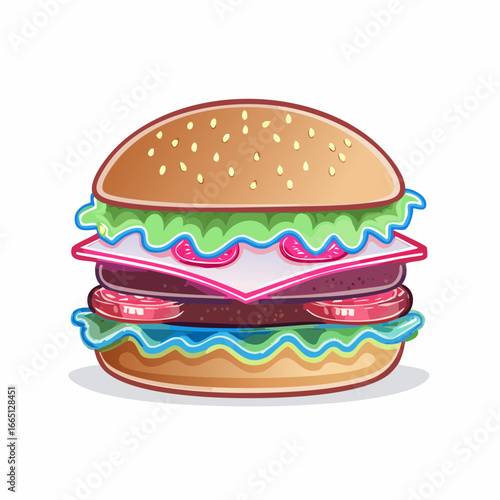 Colorful Pixel Art Hamburger Illustration