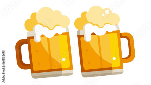 A frothy pint of cold lager beer in a classic glass mug, perfect for a pub party illustration