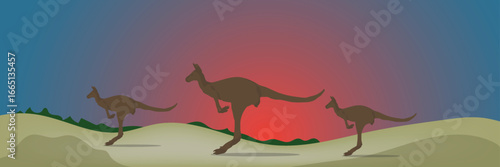 Cangorous in wildlife, close-up animal landscape, vector illustration design background