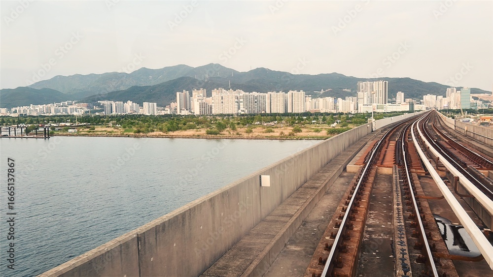 Fototapeta premium Busan Metropolitan City, Republic of South Korea. May 7, 2025. Subway trains railroad