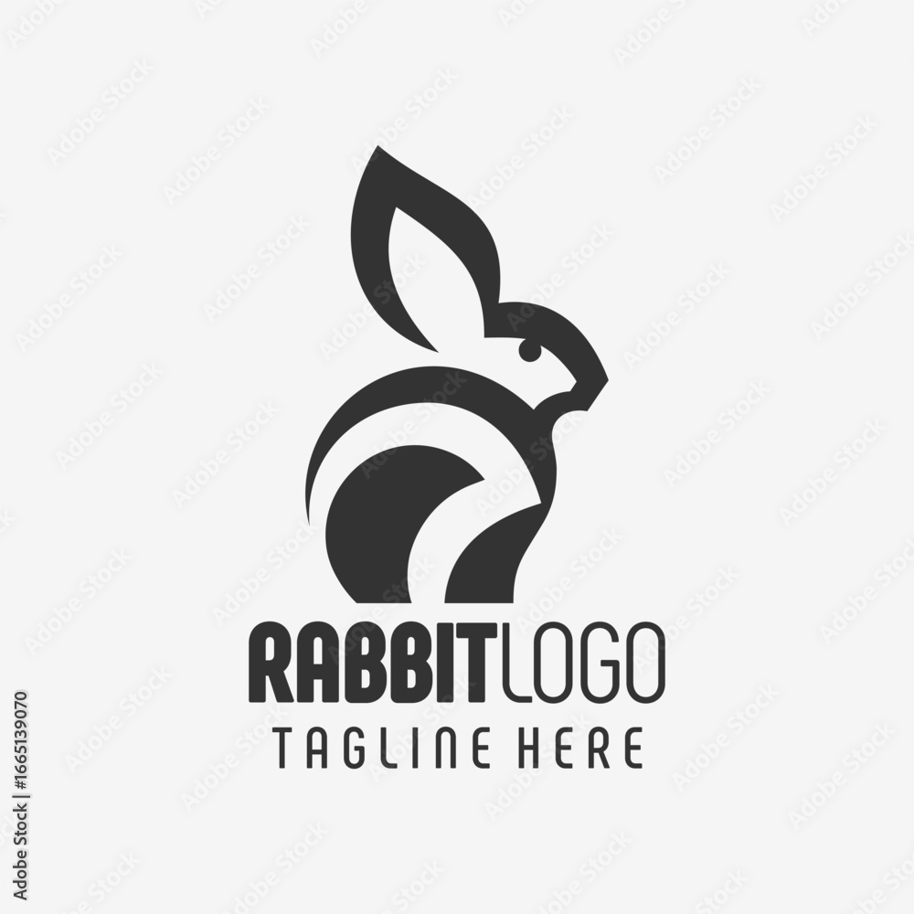 Fototapeta premium Cute Rabbit Bold Logo Design
