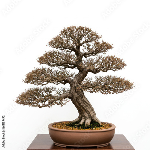 Bonsai Tree In Pot Isolated On White Background 