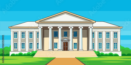 Presidential palace in Moscow with luxurious architecture and garden
