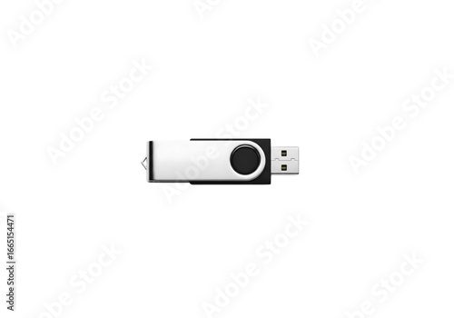 Metal USB flash drive on transparent background

