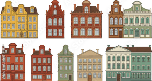 Traditional German timber frame houses, vintage European village architecture, rustic old buildings, historical street facades, charming countryside homes, medieval town style