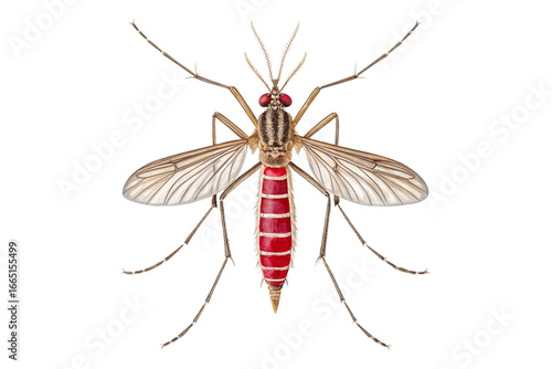Mosquito isolated on transparent background, a dangerous bloodsucking insect