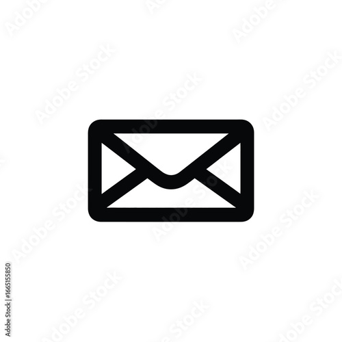 Simple black envelope icon for communication and mail