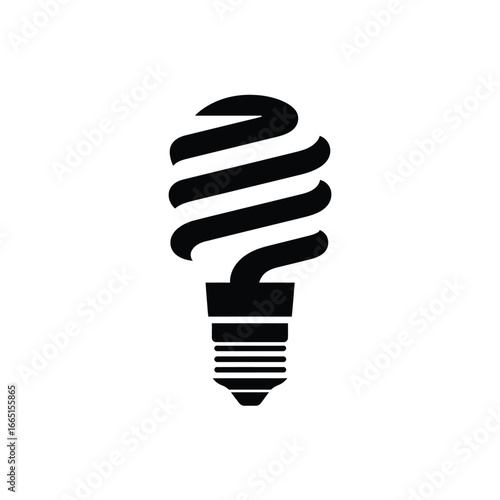 Black silhouette of a compact fluorescent light bulb