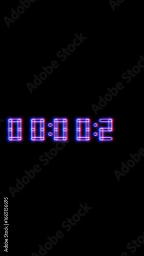 30 second digital countdown timer in neon style in 4K vertical video