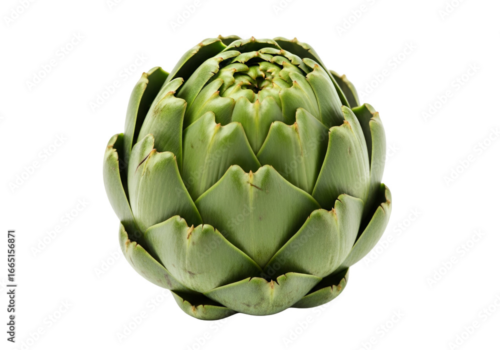 Obraz premium Close-up view of a vibrant green artichoke head against a stark black background, showcasing its intricate and detailed structure.