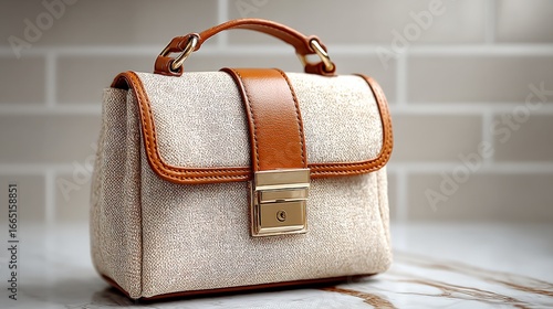 Elegant textured handbag with leather strap and gold buckle, a stylish fashion accessory for women