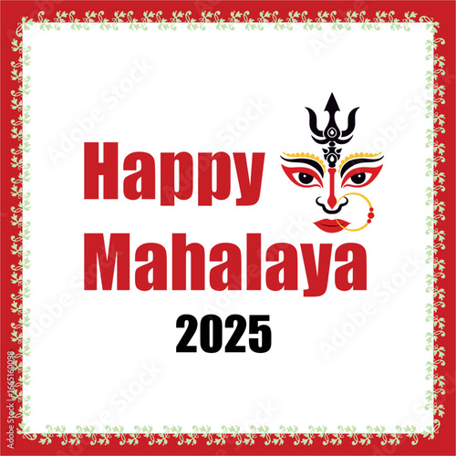 Happy Mahalaya. Easy to edit vector design of Goddess Durga for Happy Mahalaya message.