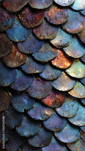 Wallpaper Mural Colorful iridescent scales create a beautiful textured surface in natural light Torontodigital.ca