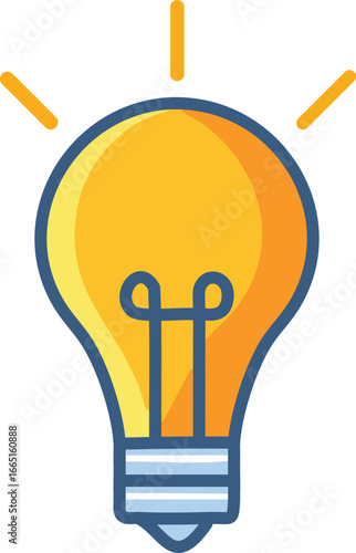 Illuminated lightbulb graphic representing an idea, concept, or solution with radiating lines.