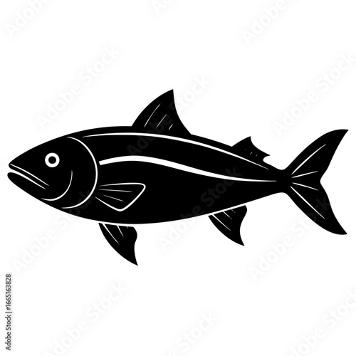 Black mahi mahi dorado fish silhouette for advertising